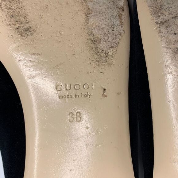Gucci Softy Velvet Crystal G Flats EU 38 US 8 Black Moccasin GG Embellished - Picture 9 of 10